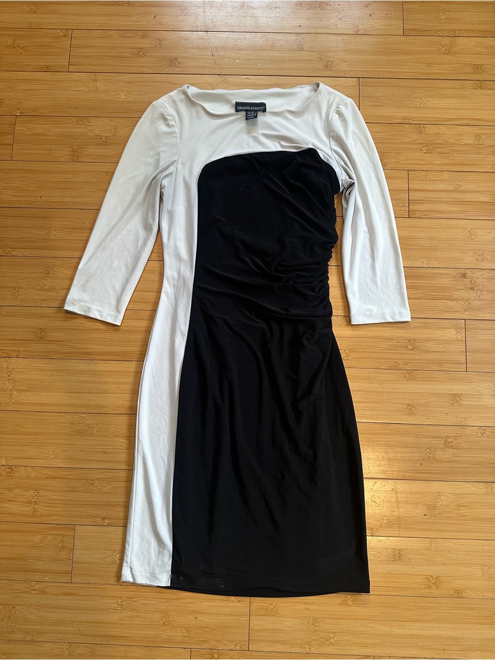 Frank Lyman Design Black and White Long Sleeve Sheath Dress